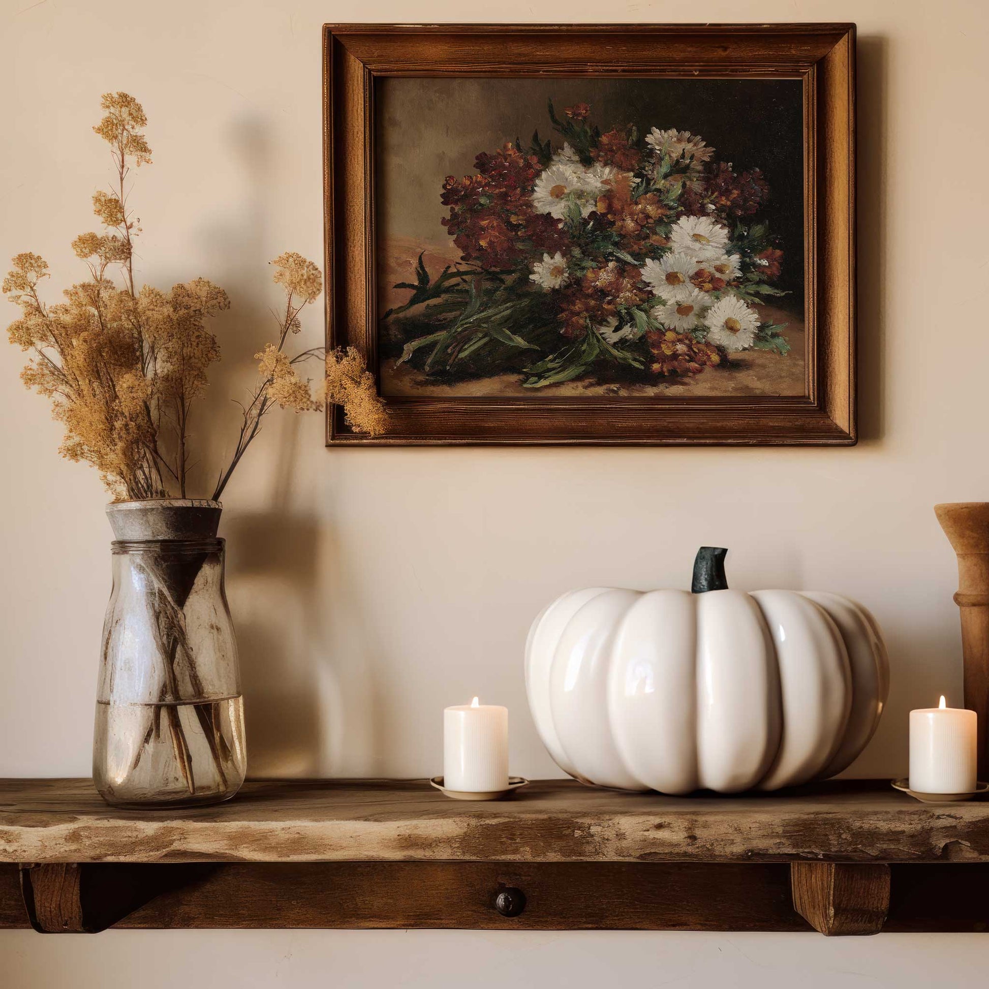 autumn flower print in a cottage style home