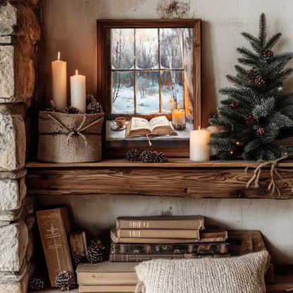 cozy winter print in a cottage style home