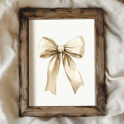 a vintage watercolor painting of a creamy beige Christmas bow