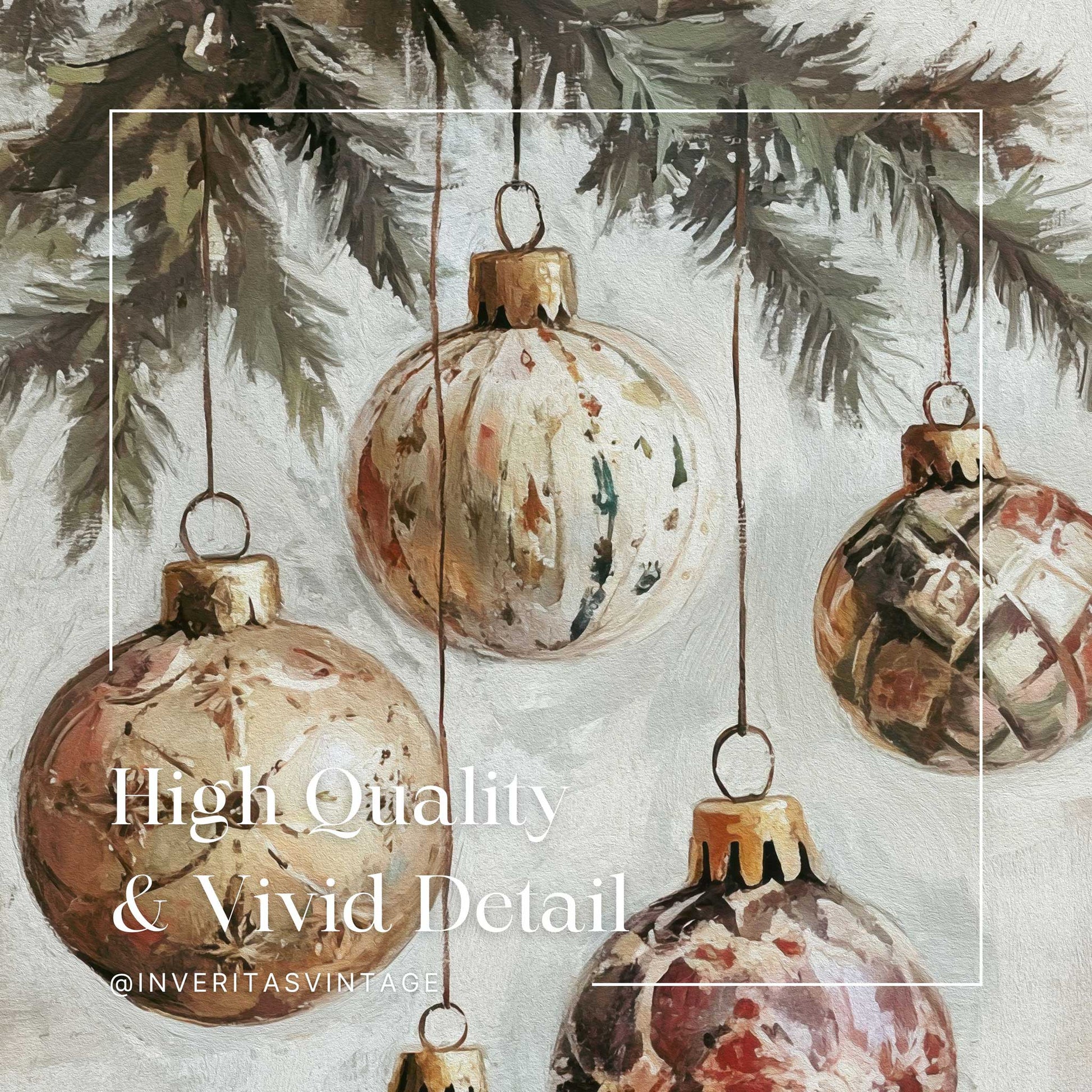 the Christmas ornaments print is high quality and has vivid detail