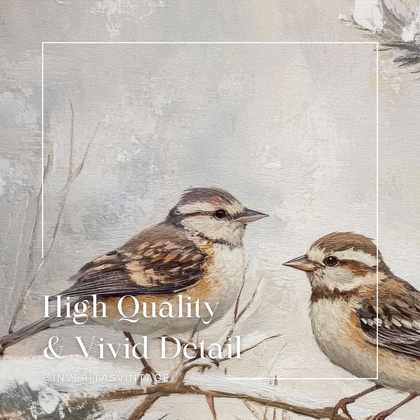 the birds in winter print is high quality and has vivid detail