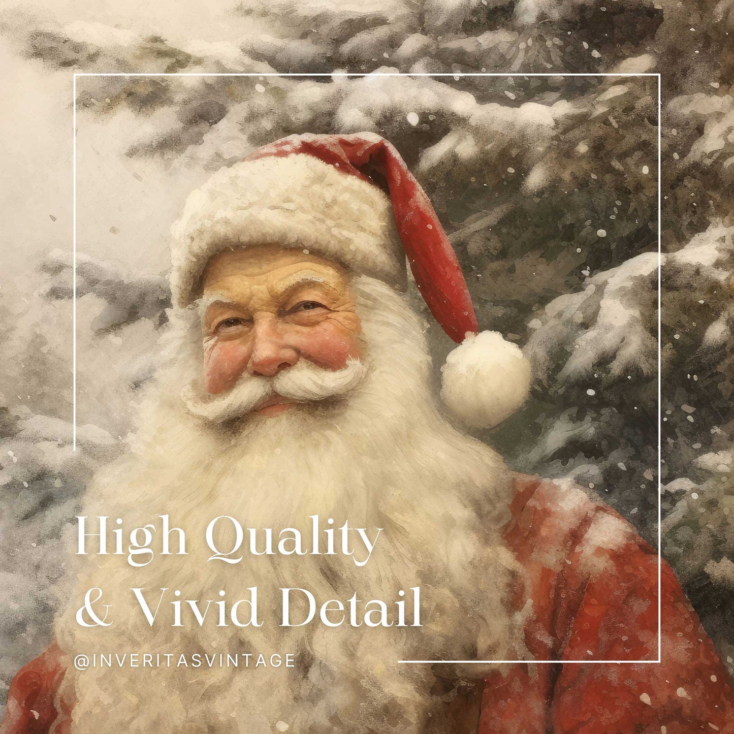 the Santa portrait print is high quality and has vivid detail