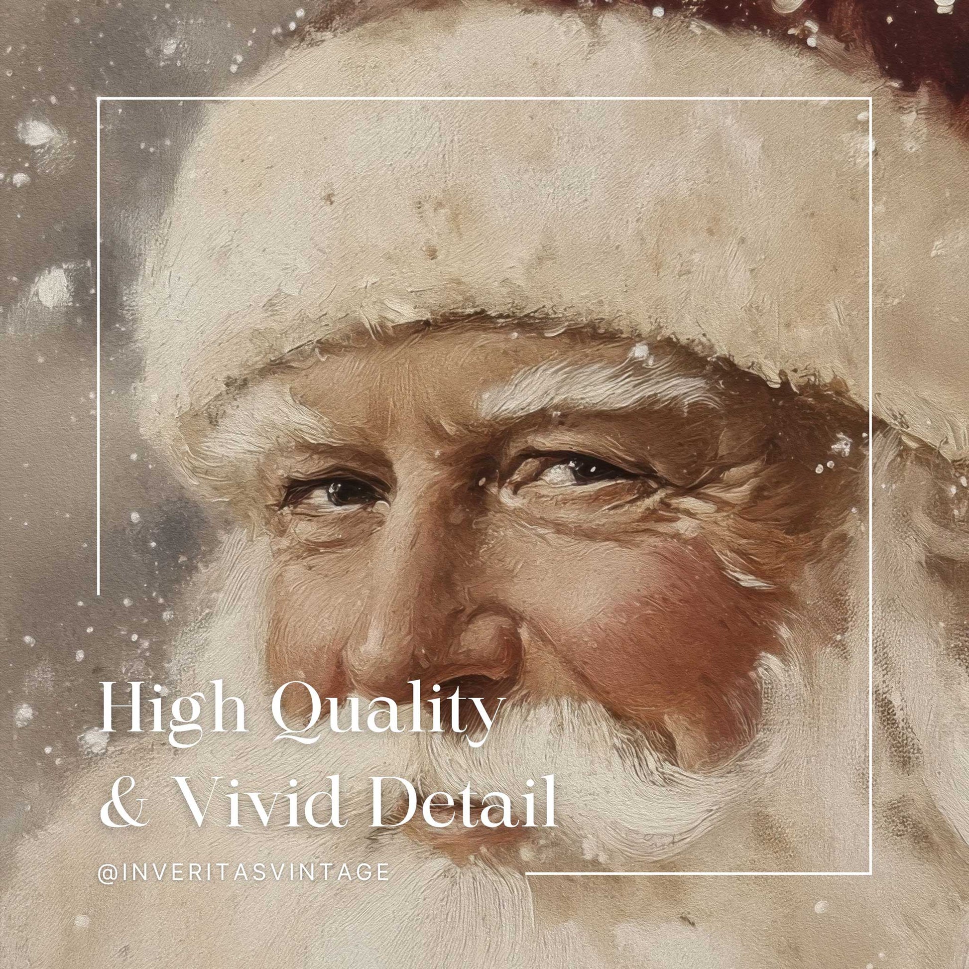 the muted Santa print is high quality and has vivid detail