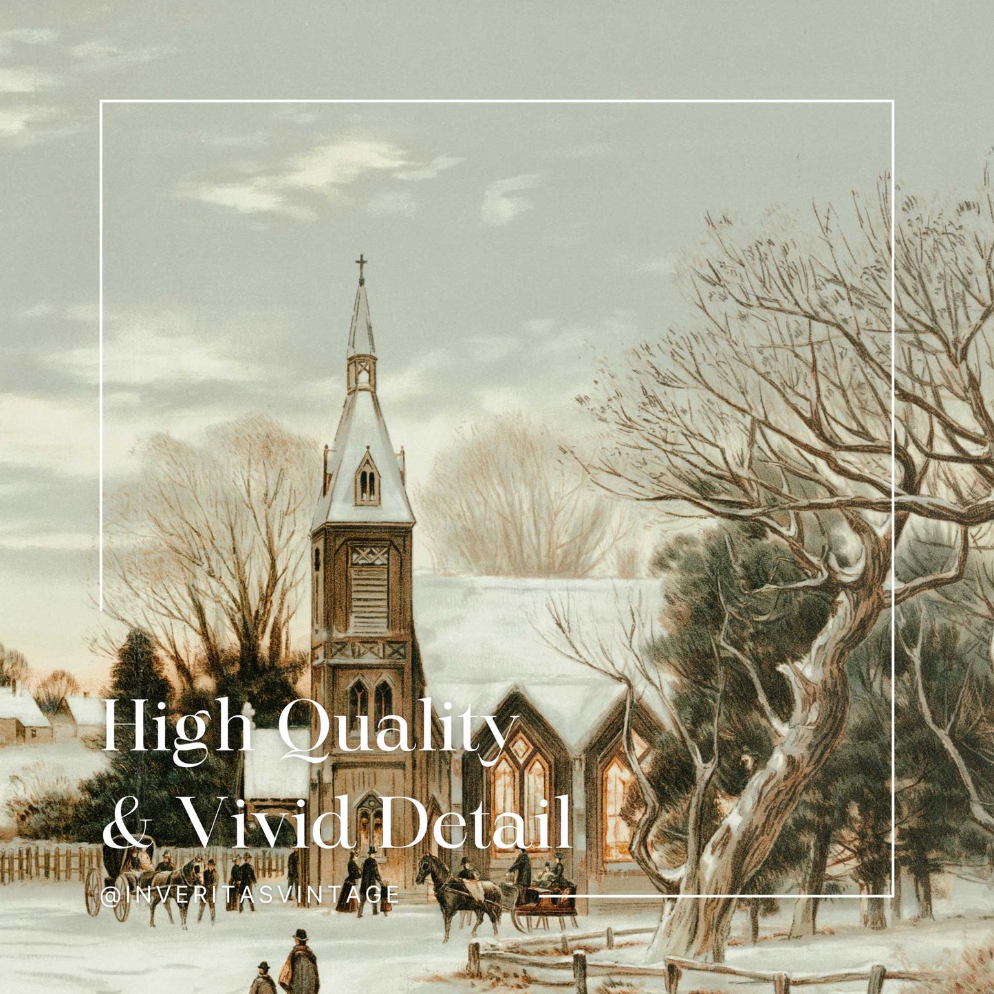 the christmas church  print is high quality and has vivd detail