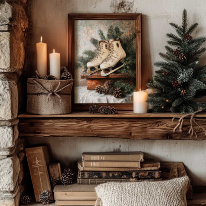 ica skates print in a cozy cottage style home 