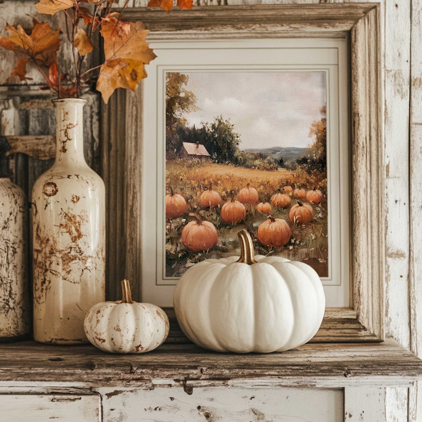 the pumpkin patch print is perfect for cottage fall decor