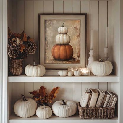 rustic pumpkin print for fall decor in cozy cottage homes