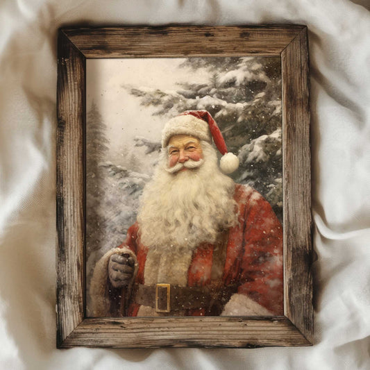 Santa Claus in a winter forest print