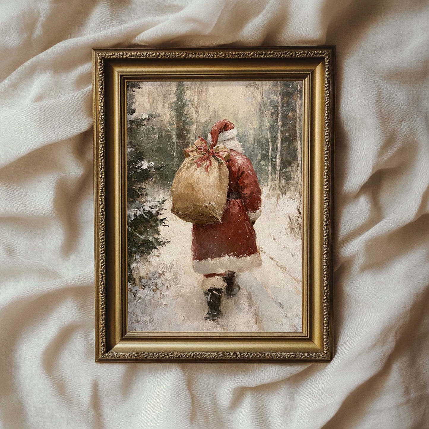 Santa Claus in the Forest Painting